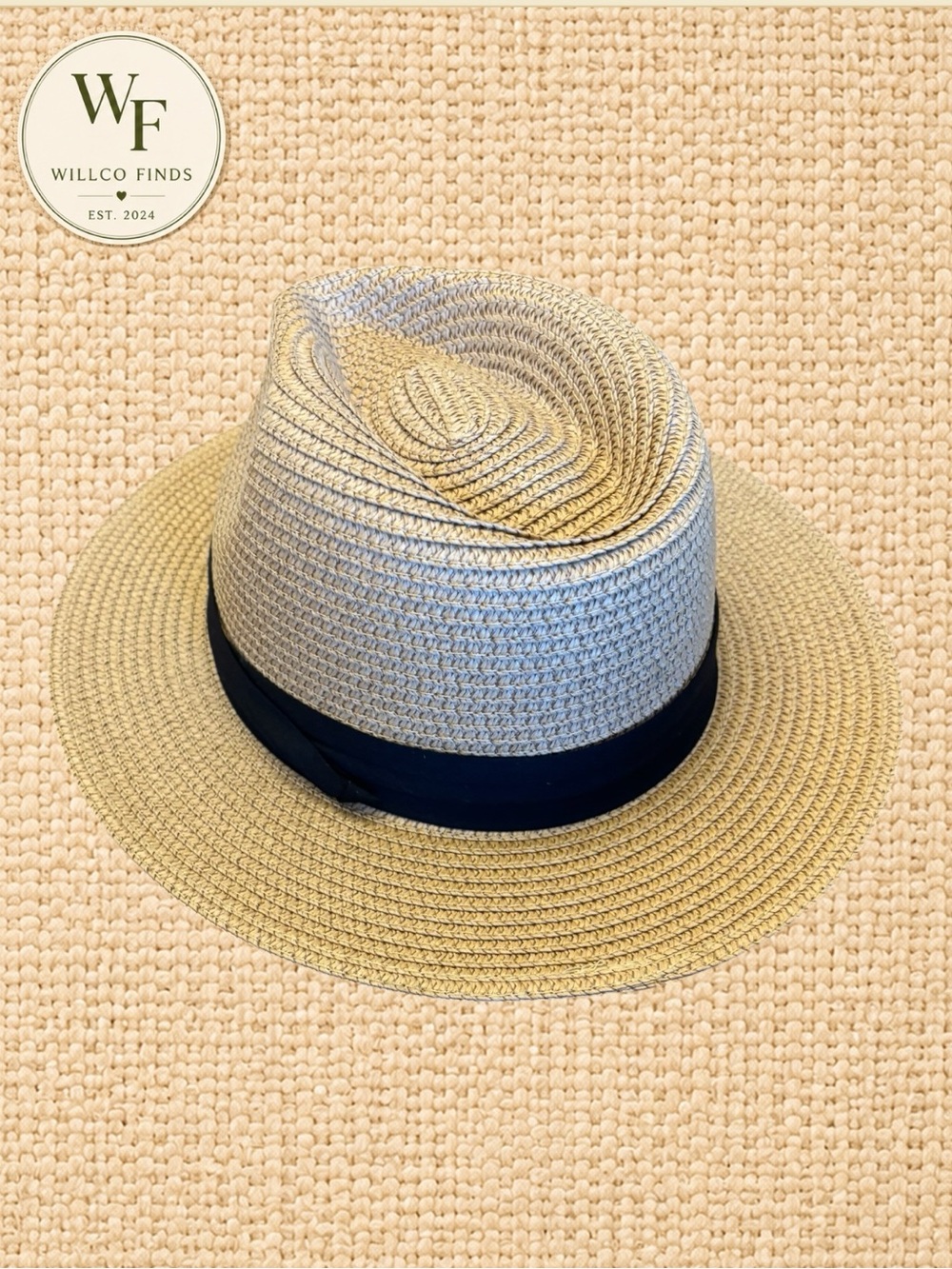 Anycosy Women’s Straw Fedora Hat Beige Black Band Size M Packable Sun Hat